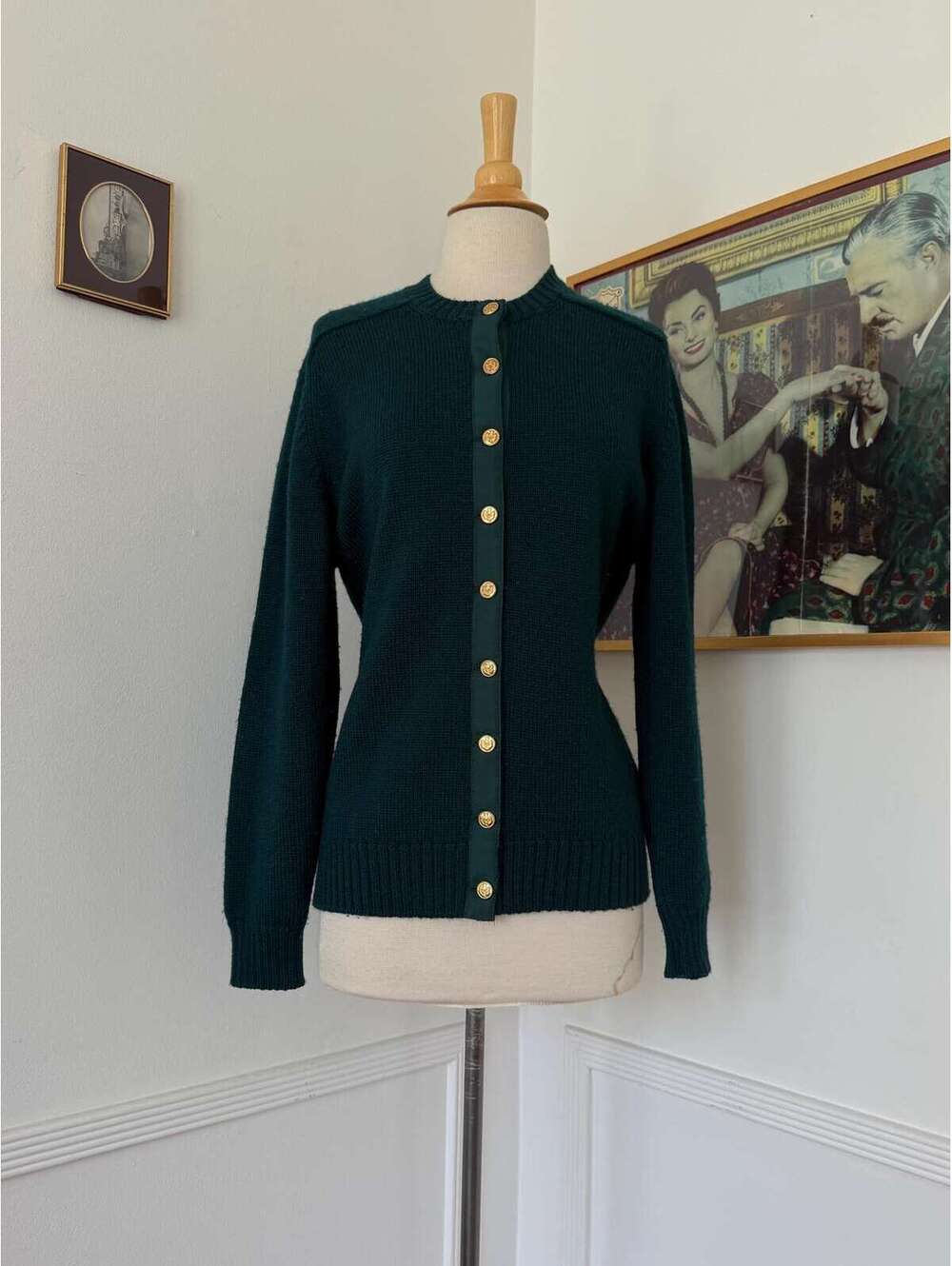 Vintage Green Wool Cardigan